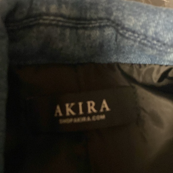 AKIRA NWOT M & L 2-in-1 faux black leather and denim moto riding on trend jacket - Picture 7 of 9